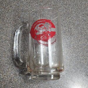 VTG 80s Cincinnati Reds, Riverfront Stadium 5.5" Glass Beer Mug